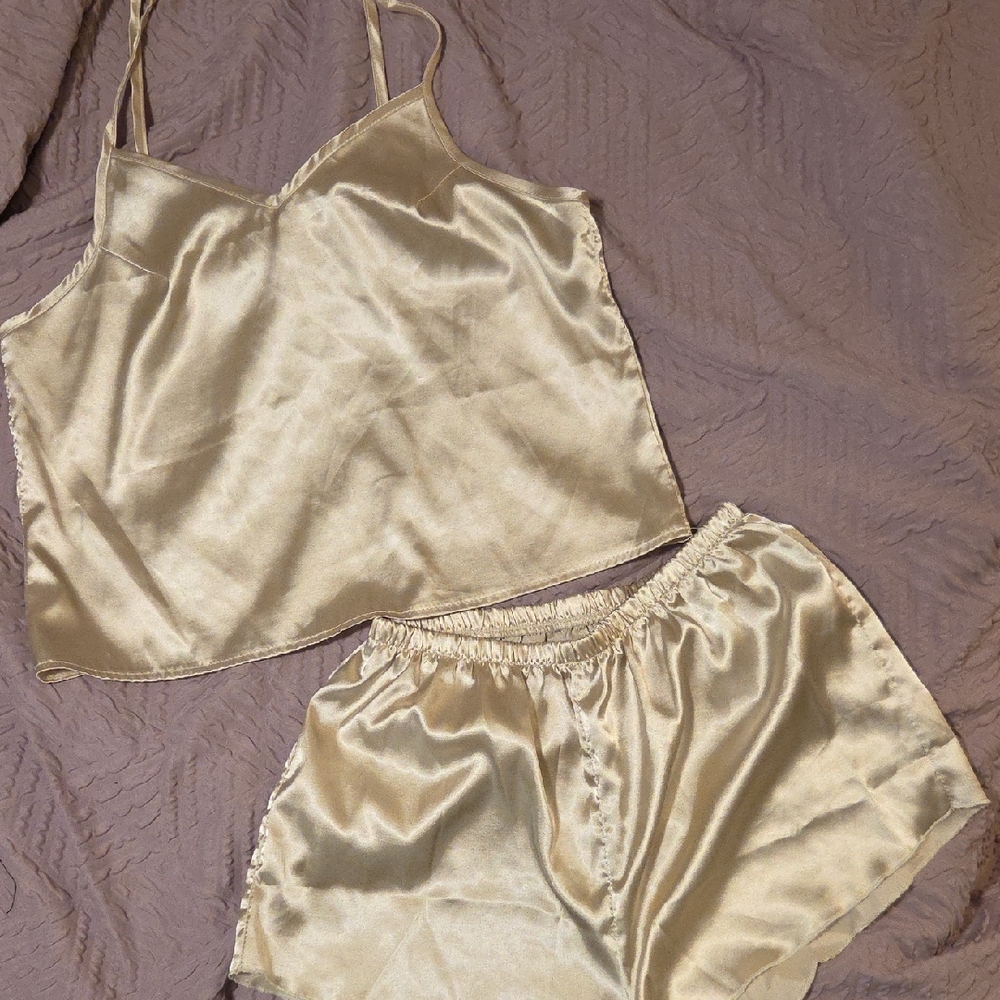 Elegant Cream Satin Sleepwear Set